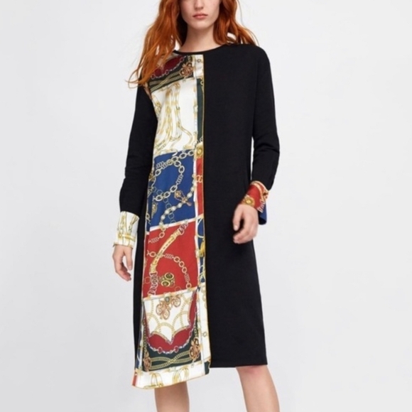 Zara Dresses & Skirts - Zara Chain Link Sweater Midi Feminine Dress Large black